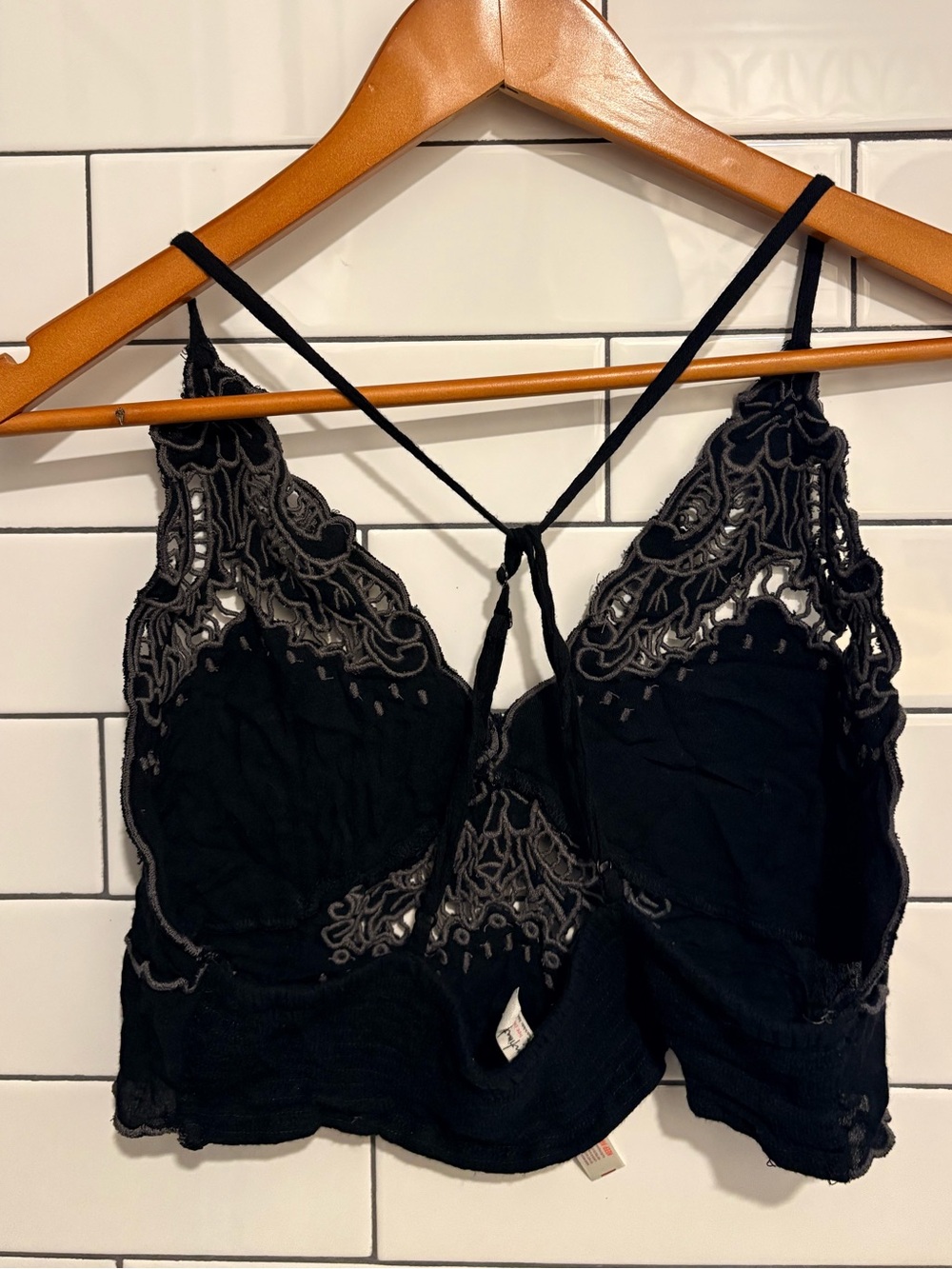 Free People Black Lace Bralette Tank L - Picture 6 of 7